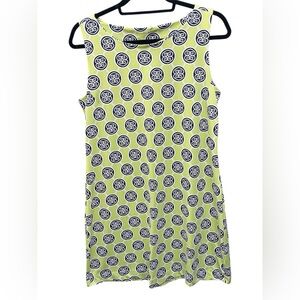 LULU B Women’s Sleeveless Pickleball Lime Green Geometric Pattern Shift Dress